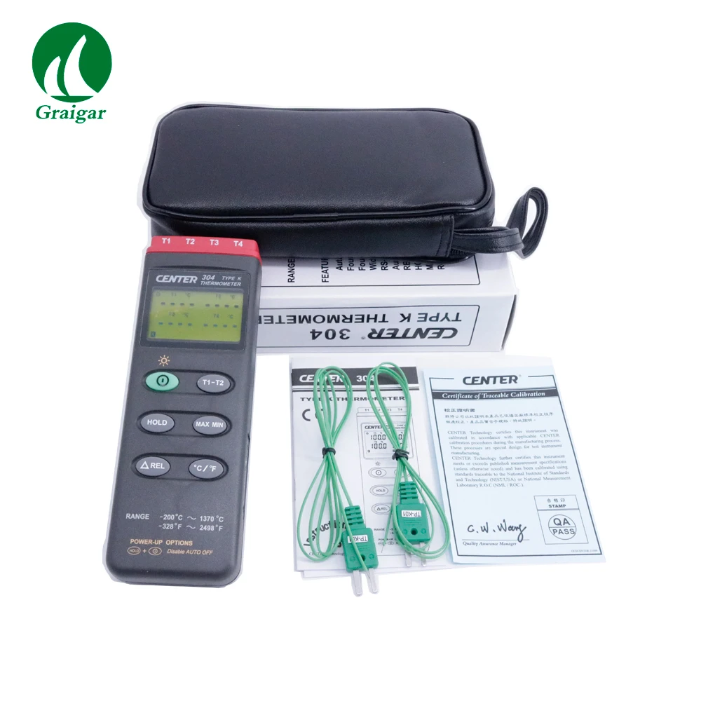 

CENTER-304 K Type Thermocouple 4 Channels Digital Thermometer Low Temperature Gauge