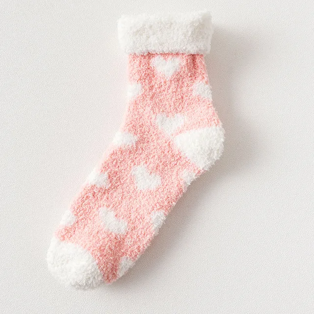 Candy Warm Lady Heart Cute Winter Kawaii Thick Casual Women Socks Fuzzy Fluffy Terry Warm Socks Short Cute Cotton Socks Female love red