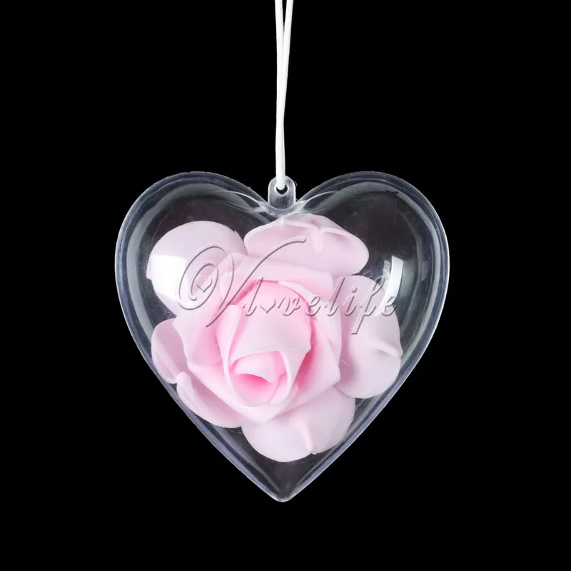 1909 35 De Réduction50 Pcslot Décoration De Noël Boules En Plastique Transparent Boule De Noël Ornement Coeur Forme Romantique Arbre Cadeau De