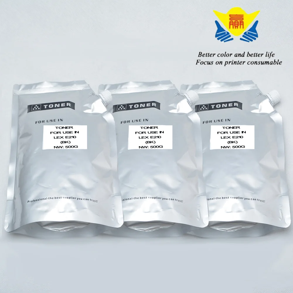 

JIANYINGCHEN compatible black refill Toner Powder universal for Lexmark E210 E215 (3pieces/lot) 500G per bag