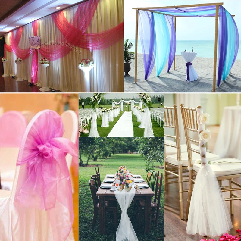 Haochu 50mx150cm Wedding Decor Sheer Organza Fabric Table Runners Haochu 50mx150cm Wedding Decor Sheer Organza Fabric Table Runners Escalator Stair Decoration Tulle Roll Casamento Banquet Favors In Party Backdrops From
