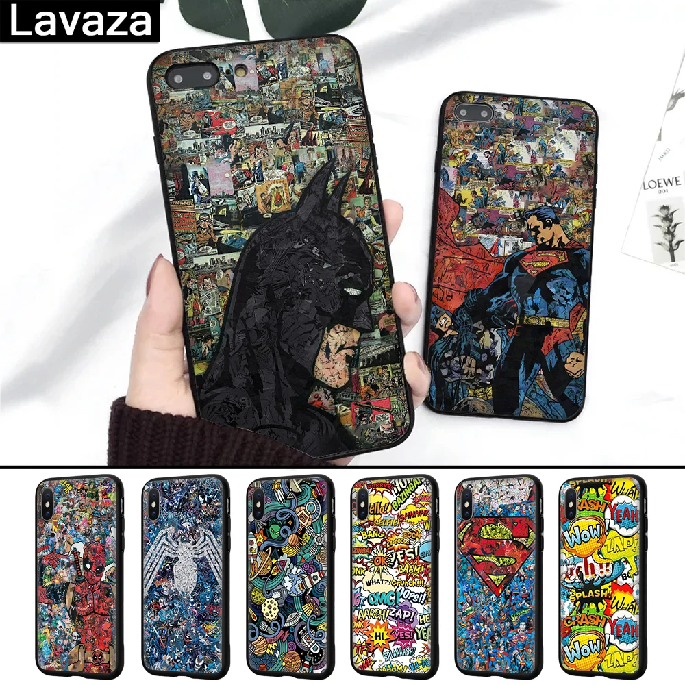 

Lavaza Retro style cartoon pattern Silicone Case for iPhone 5 5S 6 6S 7 8 Plus X XR XS Max