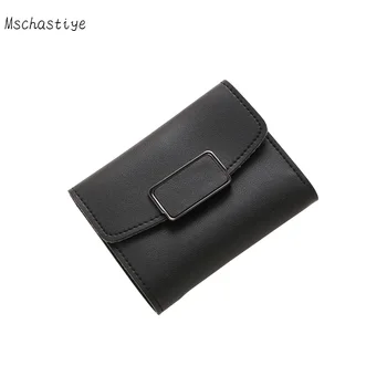 

Mschastiye new arrival Leather Women fashion short wallet pink/ blue/red /gray/ purple/Black multi optional Mini short wallet