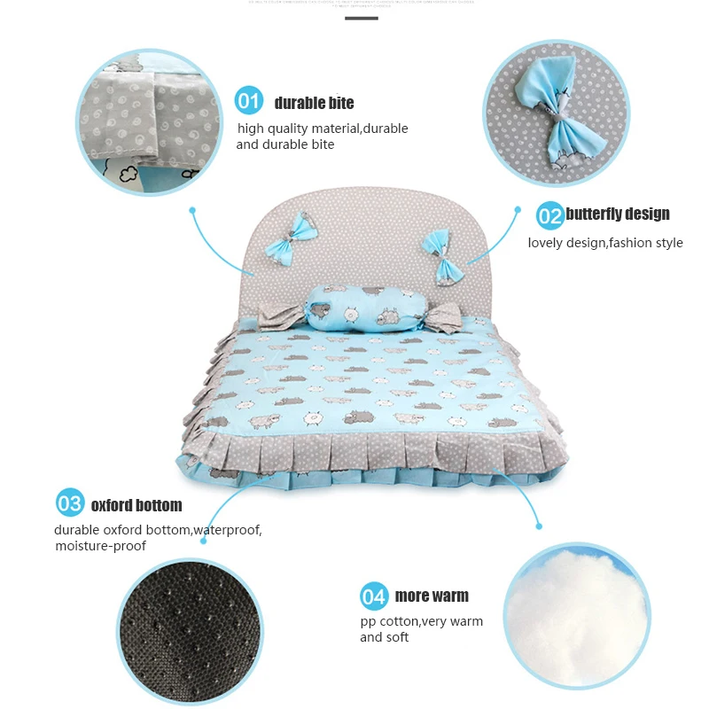 Летние милые банты розовая кровать для собаки домик животных милый мягкий костюм