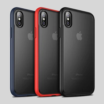 

Shockproof Case for iPhone XR Soft TPU Translucent Transparent PC Back Cover For iPhone XS Max 7 8 Plus Case Thin Matte Case