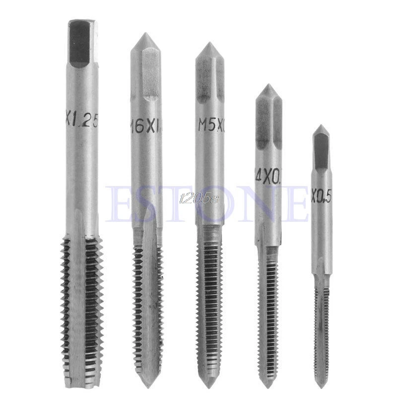 

5Pcs/Set HSS hine Hand Screw Thread Metric Plug Tap Drill Kit M3 M4 M5 M6 M8 New T12 Drop ship