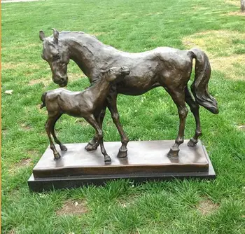 

Art Deco Sculpture Mother And Son Horse Bronze Statue