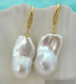 

Free shipping shitou 00731 baroque white keshi reborn pearl dangle earring 925sterling hook