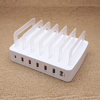 

6 Ports+QC3.0+Type-C USB Charger Station Dock with Holder for Smart Phone Tablet PC QJY99