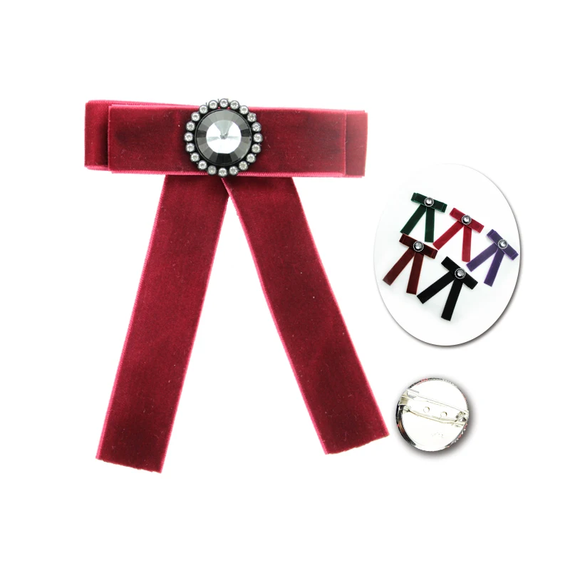 

Women Trendy Ribbon Broche Circle Rhinestone Inlay Bow Brooch Pins Women Clothing Dress Accessories Shirts Bow Tie Broches Pins