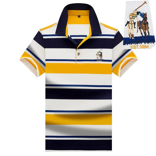 

Summer Men's Polo Shirts 3D Embroidery High Quality Tops For Man Short Sleeve Polos Striped Business Casual Brand Polo Shirt6605