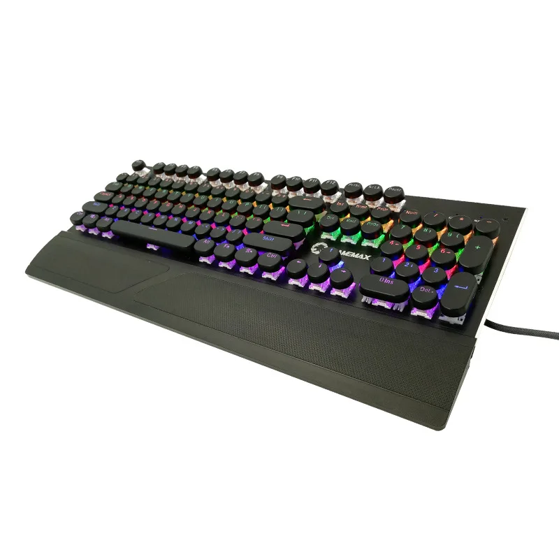 

Retro Mechanical Keyboard Game Office Green Axis Round Button Metal Panel 6 Kinds of Cool Light Mode Handle Can Be Removed