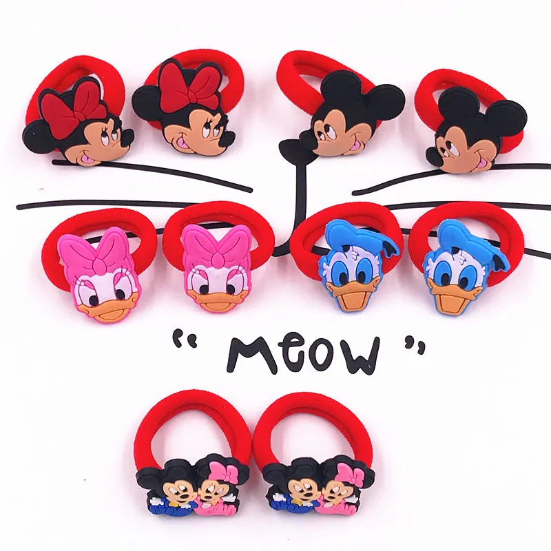 

10PCS Mickey Minnie My little Baoli poni PVC Elastic Rubber Bands Girls Children Hair accessories Hair Bands Headwear Kids Gift