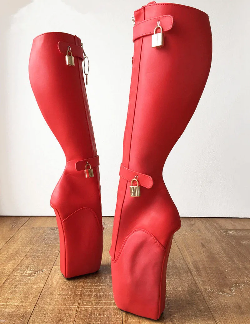 Красные матовые балетные сапоги на танкетке, фетиш, обувь на высоком каблуке 18 см, высокие сапоги на каблуке, женская зимняя обувь на шнуровке, большие размеры