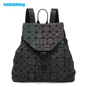 

Women Backpack Feminine Geometric Sequin Female Backpacks For Teenage Girls Bagpack Drawstring Bag Holographic Luminous Backpack