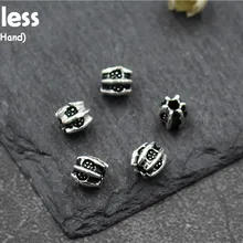 925 пробы бусины из настоящего серебра без угли, аксессуары для бисероплетения, ювелирные изделия ручной работы, этнические цветы, Винтажные бусины