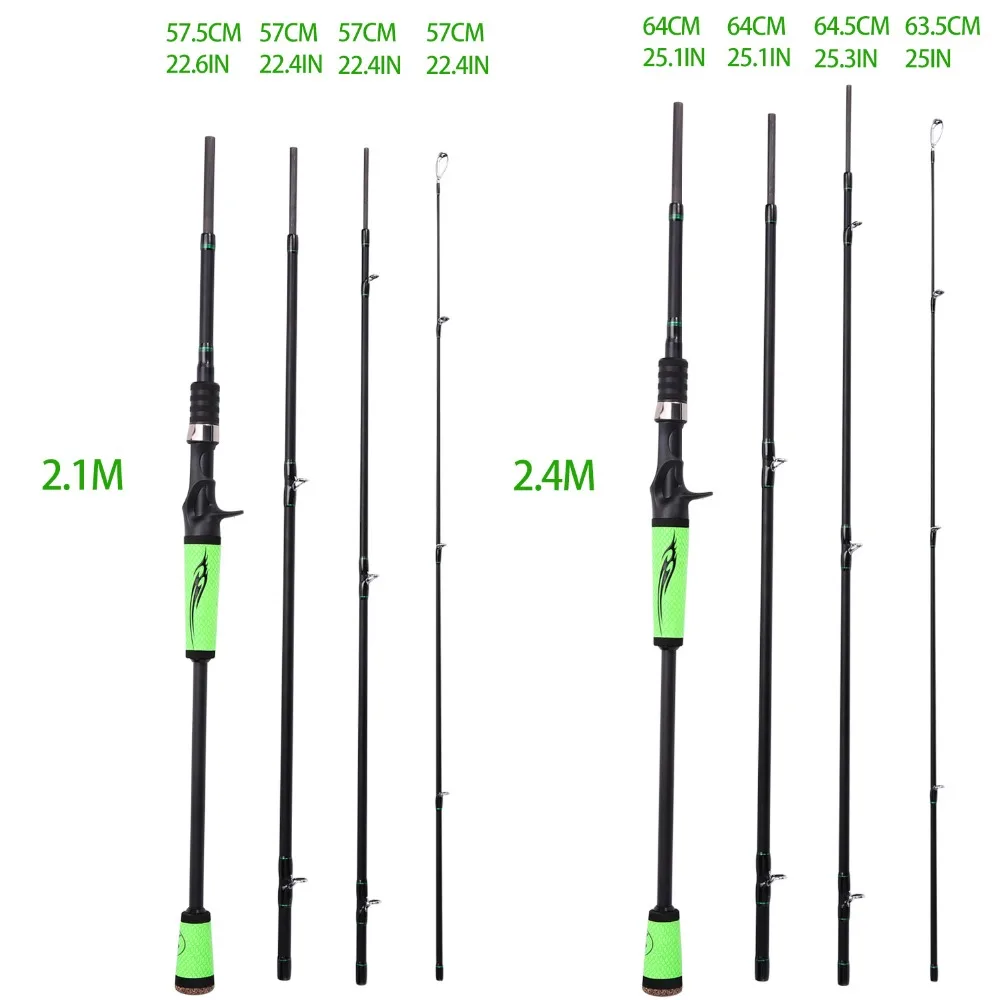 Sougayilang удочка для приманки, 2,1 м, 2,4 м, 4 секции, М, мощное углеродное волокно, Спиннинг/Литье басов, удочка для путешествий, 10-30 г, рыболовные снасти