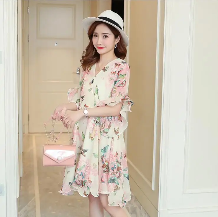

2018 New Arrive Summer Maternity Dress Woman Casual Chiffon Dresses Woman Large Size Dress MD-00139