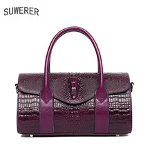 SUWERER новые превосходные женские сумки из натуральной воловьей кожи, женские сумки, модные роскошные сумки с крокодиловым узором, сумка в форме подушки, упаковка