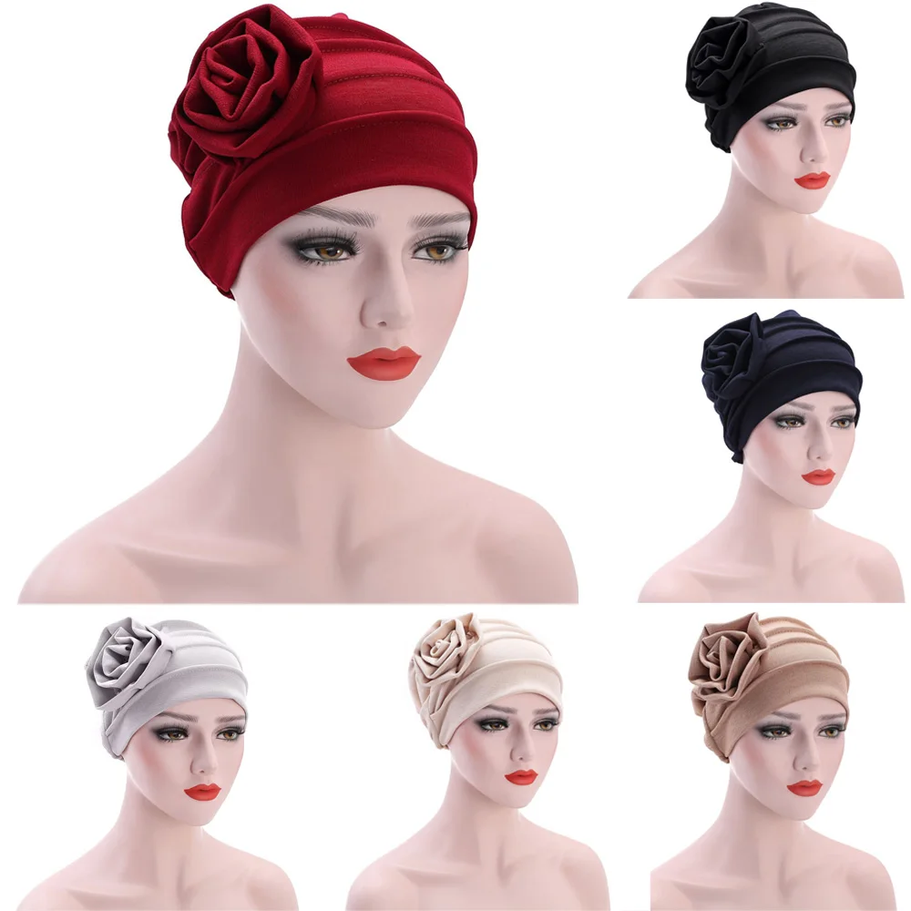 

Turban Hat Headwrap Women Side Floral Hair Head Wrap Caps Slouchy Beanie Hats HATQD0036