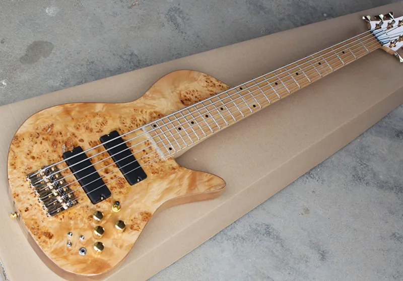 6 string ASH Neck Thru Body Electric Bass Guitar with Maple Fingerboard