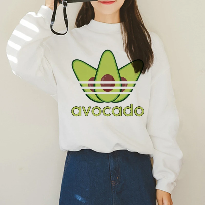 Avocado Harajuku Ullzang Small Fresh Warm Hoodies Women Vegan Kawaii Cartoon Print Sweatshirts 90s Graphic Fashion Hoody Female