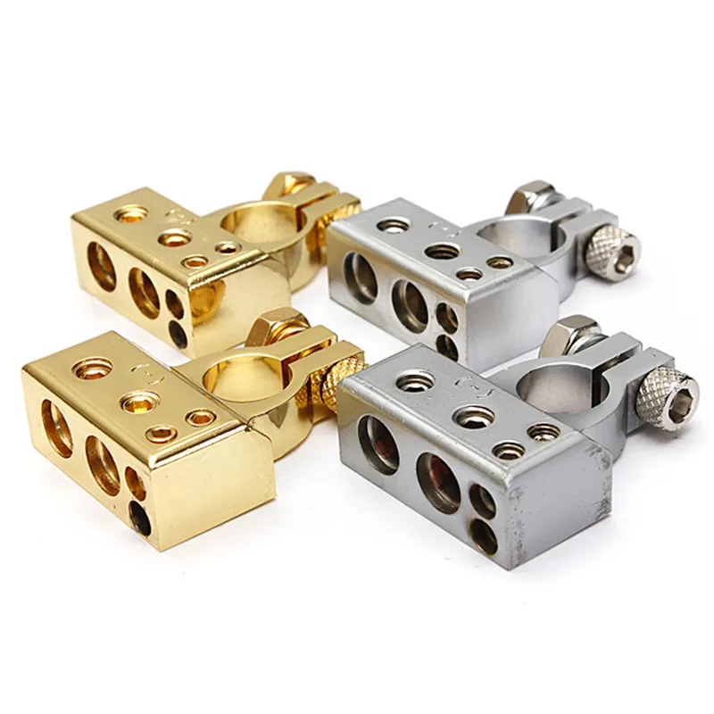 Car Gold 2 4 8 Gauge AWG Positive /& Negative Battery Clamp Terminal w//