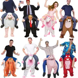 2019 новые Трамп вечерние партия Единорог животных платье ездить на меня маскоты костюмы носить обратно Новинка игрушечные лошадки