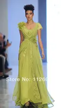 Neue mode fouad spitze a line abendkleid falte chiffon blumen taille abendkleider nach maß