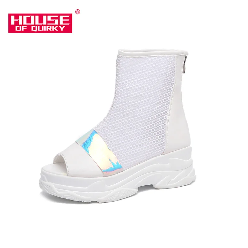 

summer Breathable Mesh Sport sandals 2019 Sexy Open toe Muffin boWomen ttom Female shoes Women Waterproof platform Zipper shoes