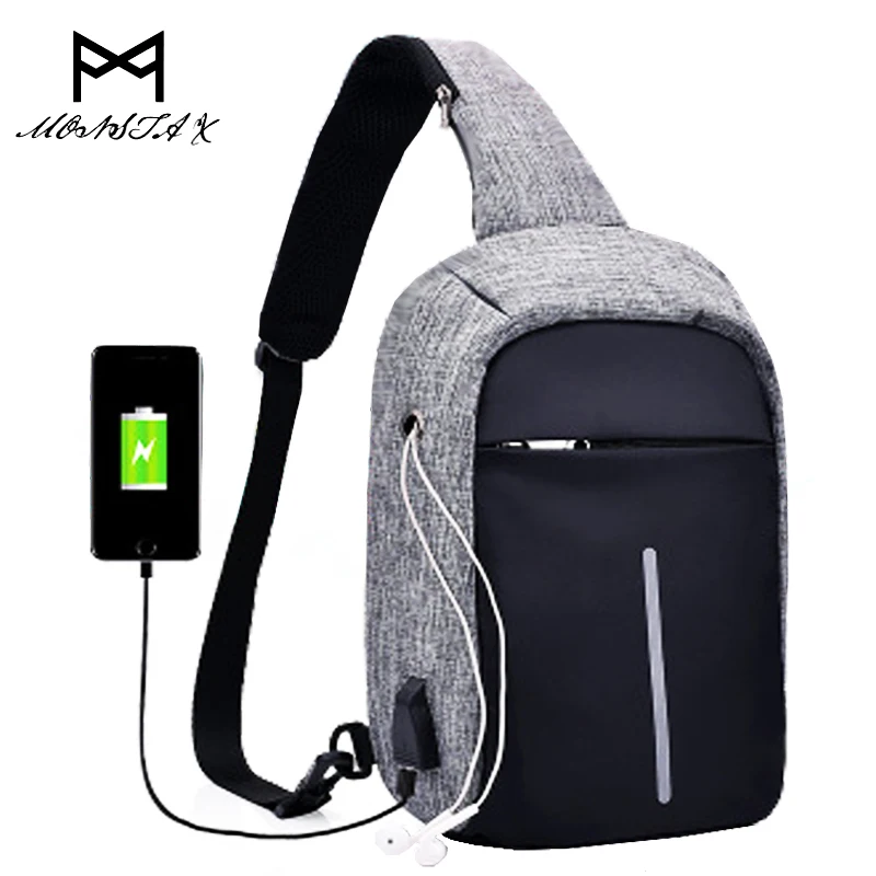 External USB Charge Backpack Men Anti Theft Lock Small School Bags Male