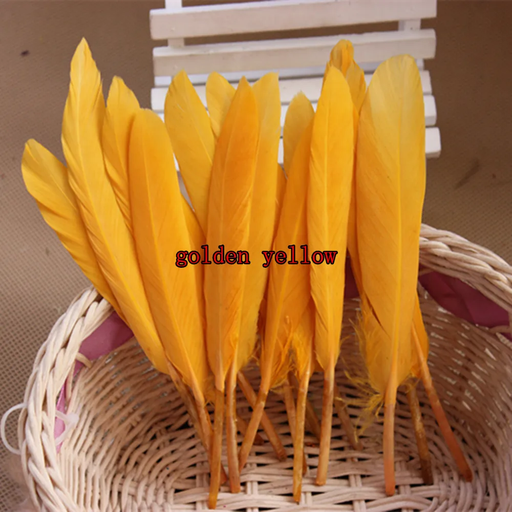 

New Hot Pretty 50 pcs / lot Beautiful Goose Feather 4-6 Inches 10-15 cm DIY Free Shipping golden yellow