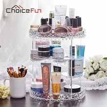 CHOICE FUN Rotating Large Acrylic Cosmetic Organizer Clear Plastic Storage Bath Bathroom Rack Shelf for Makeup