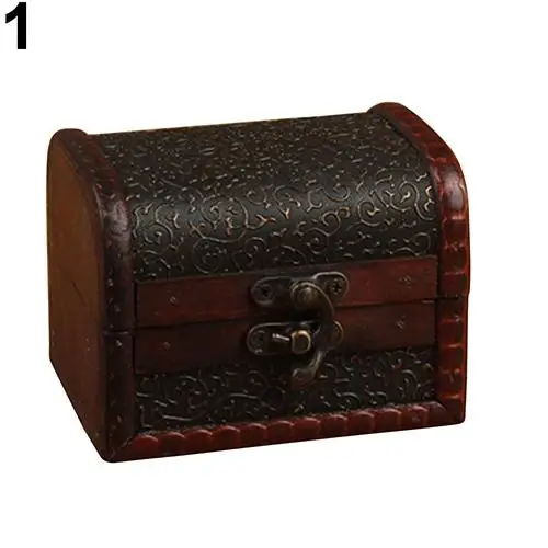 

New Vintage Style Small Wood Jewelry Box Treasure Ring Necklace Bracelet Holder Case