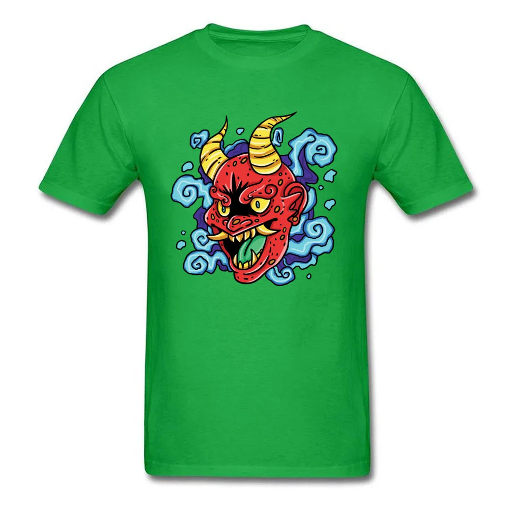 Graphic Kabuki Mask Birthday Short Sleeve T Shirts Autumn Round Neck Pure Cotton Tops Shirt for Men Tops Shirt Fitness Tight Kabuki Mask green