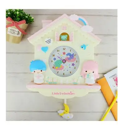  Kitty My Melody Gemini cute cartoon battery swing clock Crafts Arts Home decoration Post modern clo - 32869231386