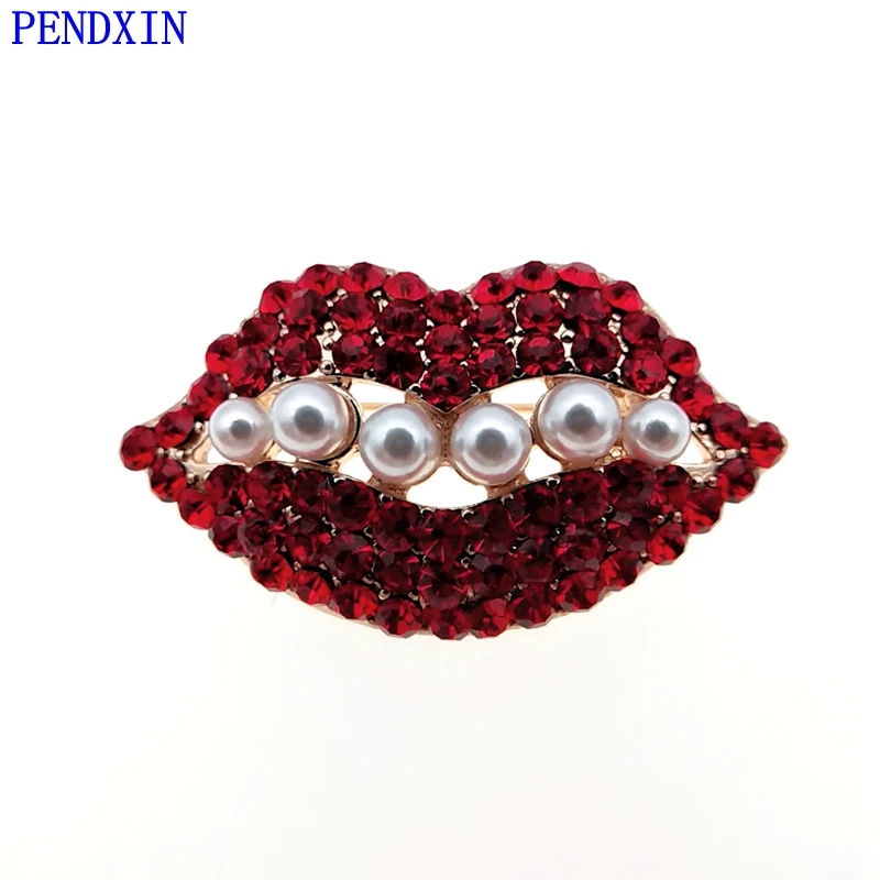 

Korean version of pearl glass fashion clothing pin brooch lips brooch cute accessories female