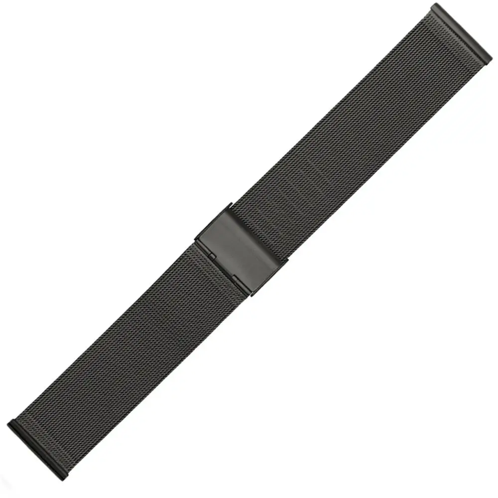 23 мм 22 мм 20 мм 18 мм Нержавеющая сталь Смарт часы ремешок для Huami Amazfit Bip/Stratos/Ftbit Versa/samsung Galaxy 42 мм - Цвет: Черный