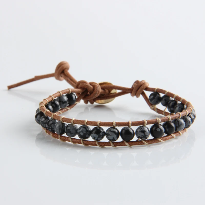 Leather Bracelet Natural Stone Bead Bracelets