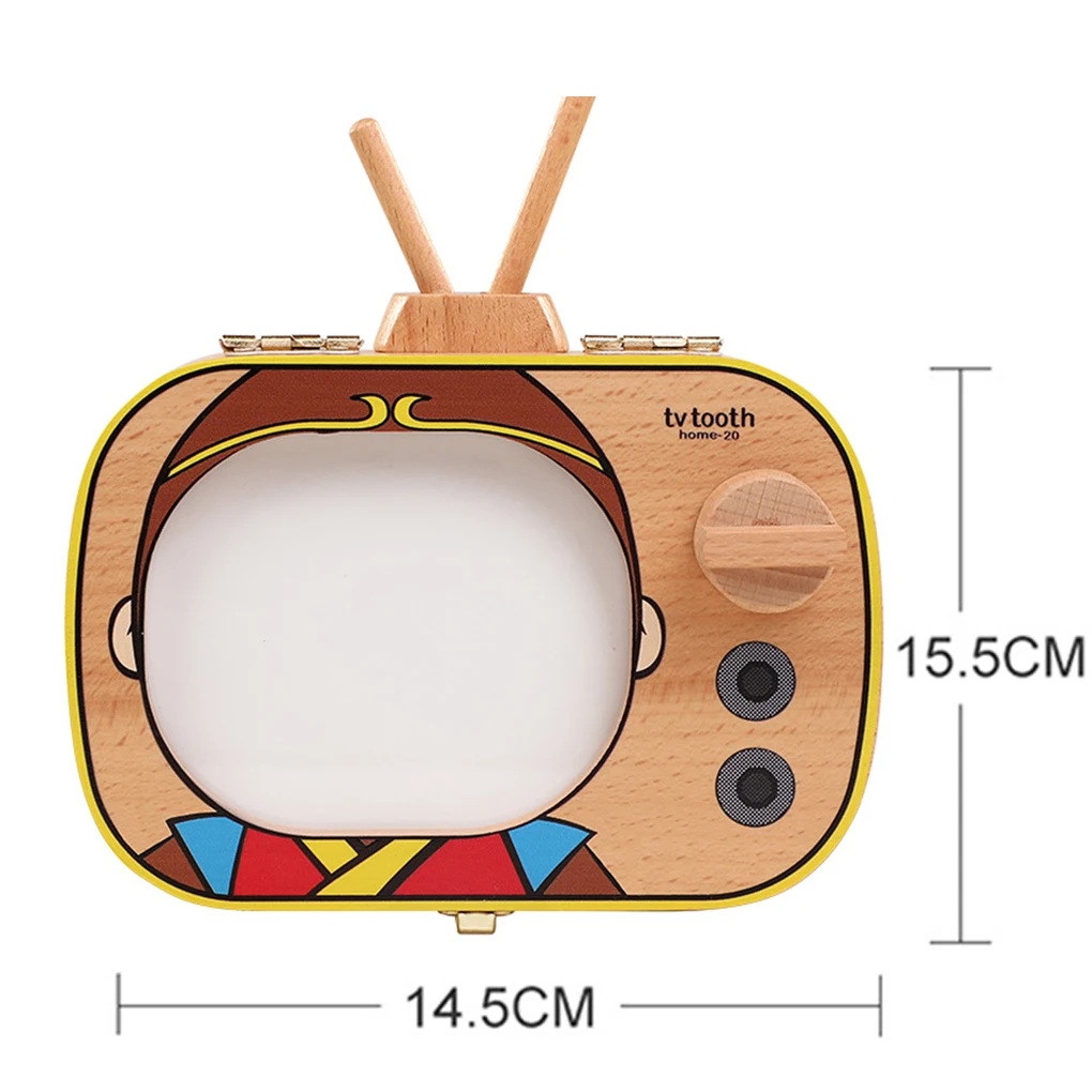 Для детских зубов коробка для хранения деревянная емкость для хранения вставной челюсти ТВ образный зуб Коробка для хранения объявлений коллекционный подарок