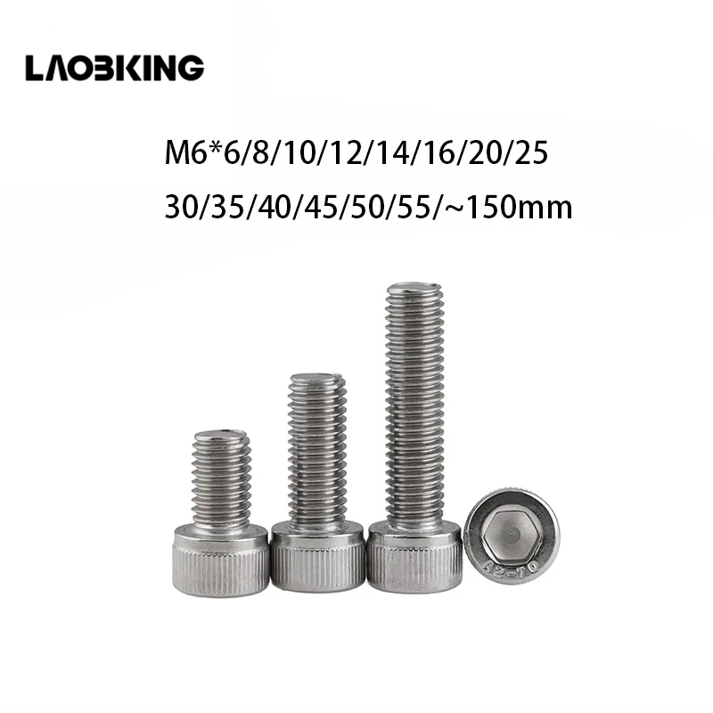 

DIN912 M6 Metric Thread 304 Stainless Steel Hex Socket Head Cap Screw Bolts M6*(6/8/10/12/14/16/18/20/22/25/30/35/40~150) mm