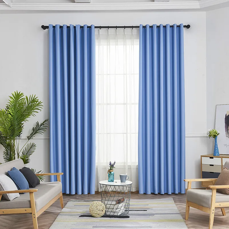 Новые тканевые сплошные занавески s для гостиной/спальни красочные с фиолетовым/зеленым/синим/розовым окном кухонные занавески S067& 30 - Цвет: blue cloth