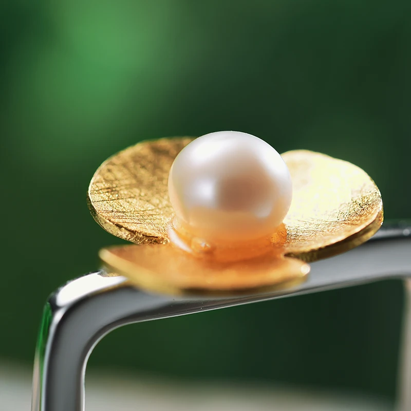 Lotus Fun Реальные Стерлингового Серебра 925 Природных Перл Handmade Fine Jewelry Square Ring Свежий