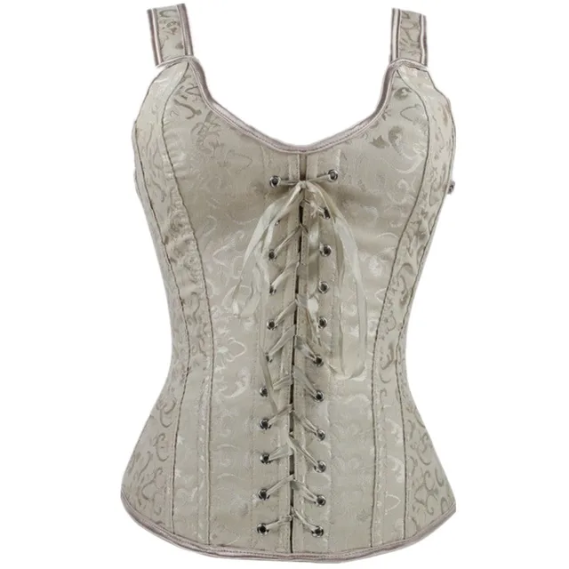 Abbille Hot Sexy Women's Corset Tops With Shoulder Straps White Ivory