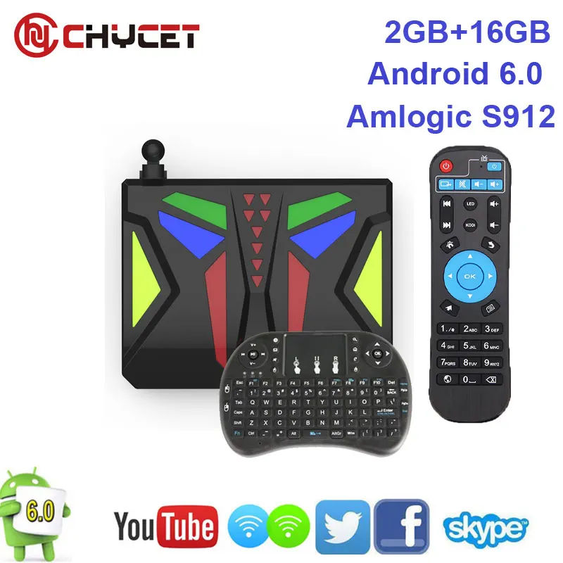 

Chycet Android 6.0  M92S VBOX Smart TV Box Amlogic S912 2G+16G wifi 2.4GHz/5GHz/BT media player optional air mouse and Keyboard