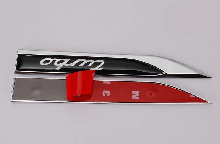 1 Pairs TURBO CHARGED Chrome Metal Car 