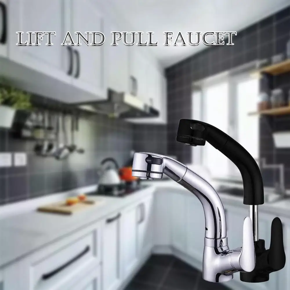 Billig Höhe Einstellbar Pull out Sink Tap Küche Geschirr Becken Wäsche Tisch Waschen Gerichte Einzigen Griff Mischbatterie Waschbecken FauceY29 @ X