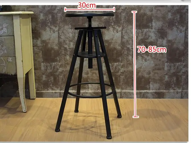 Bar stool. Black solid wood. Seat height adjustable. American style old bar chair..010 Bar stool. Black solid wood. Seat height adjustable. American style old bar chair..010