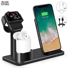 Ikase store 3 в 1 беспроводная зарядная подставка для iphone Qi Беспроводная зарядная док-станция для Airpods Быстрое беспроводное зарядное устройство для Apple Watch