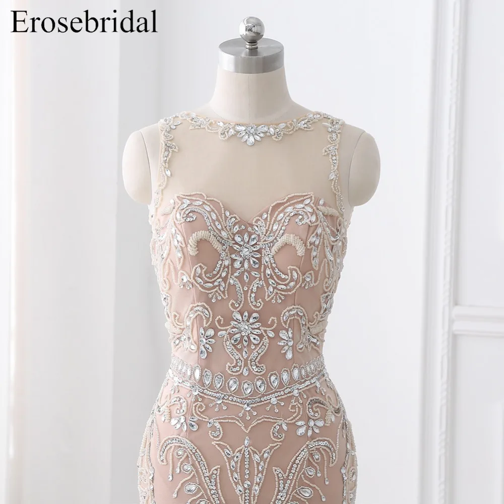 Роскошное вечернее платье Erosebridal длинное розовое русалки с прозрачным